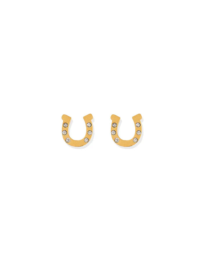 Gold Horseshoe Screwback Studs