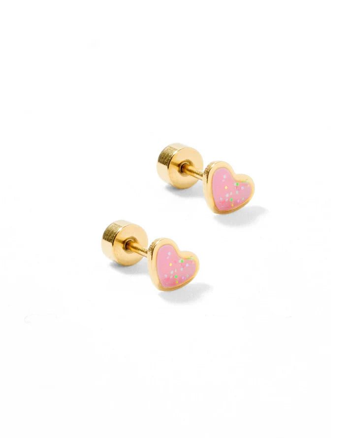 Nora Heart Pink Screwback Stud