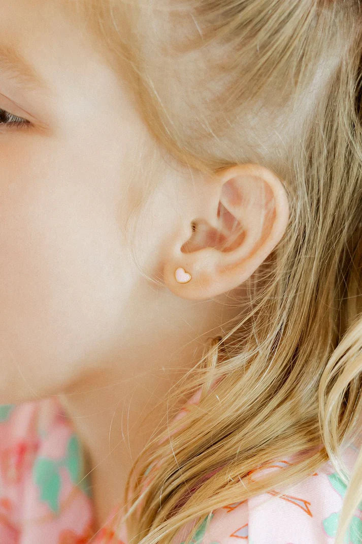 Nora Heart Pink Screwback Stud