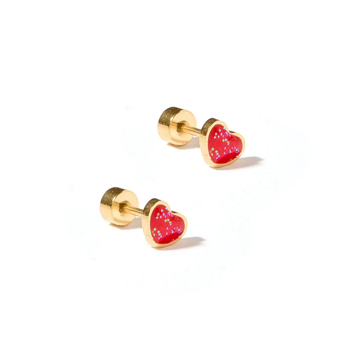 Nora Heart Red Screwback Stud