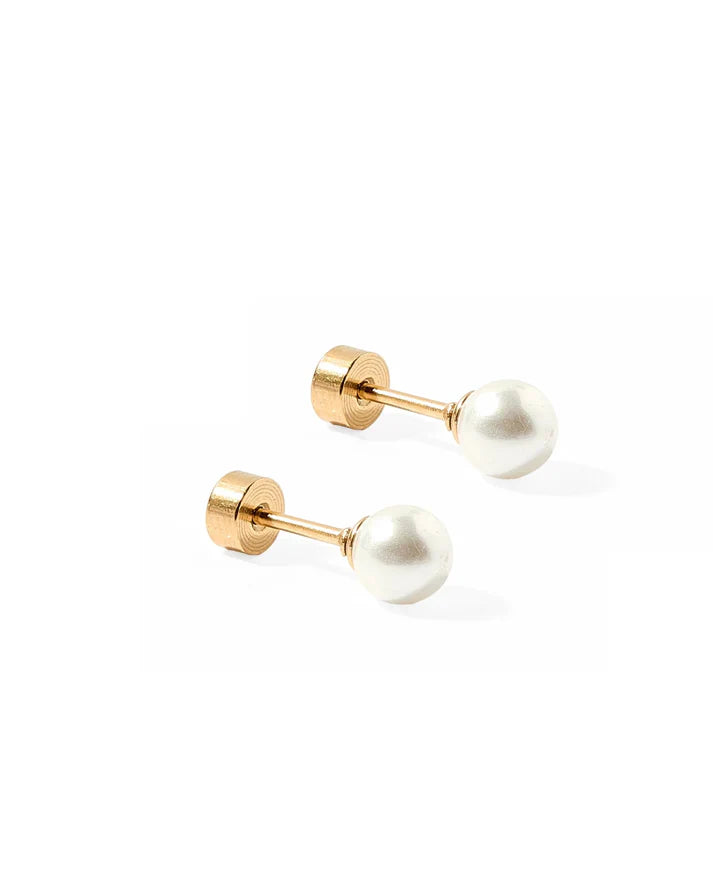 Payton White Pearl Screwback Studs