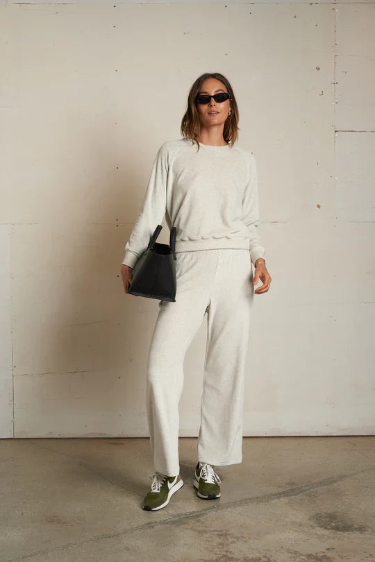Stella Velour Crewneck Sweatshirt in Oatmeal