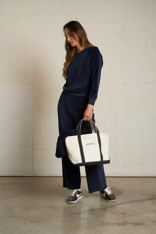 Stella Velour Crewneck Sweatshirt in Navy