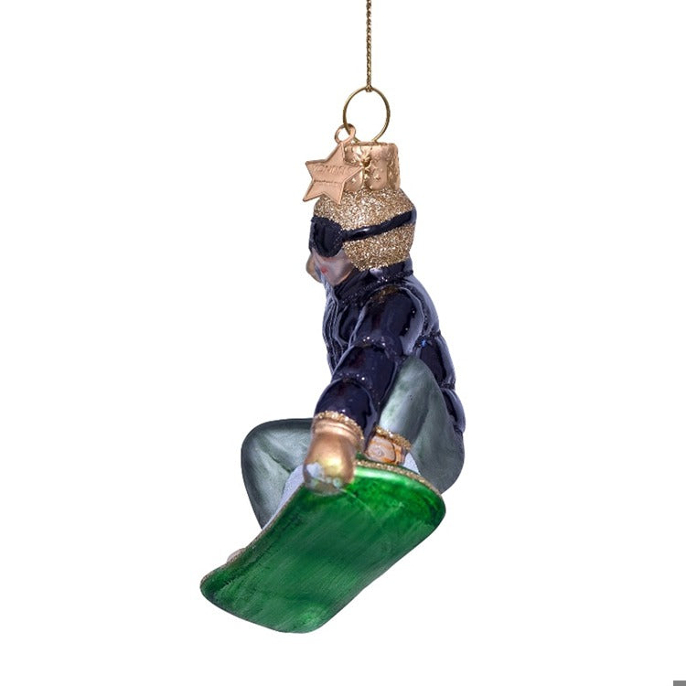 Glass Snowboarder Ornament