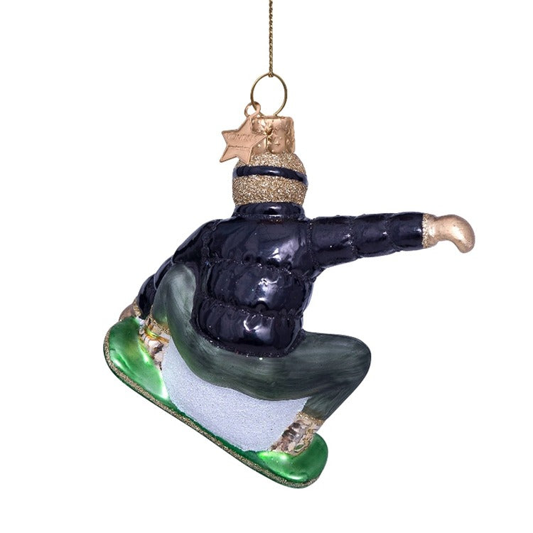 Glass Snowboarder Ornament