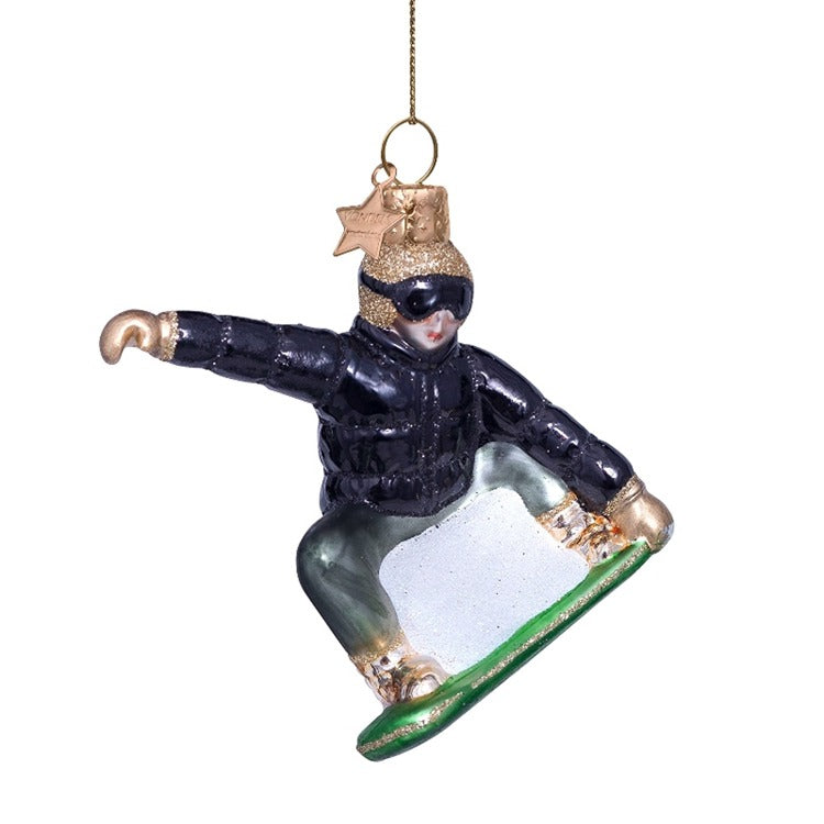 Glass Snowboarder Ornament