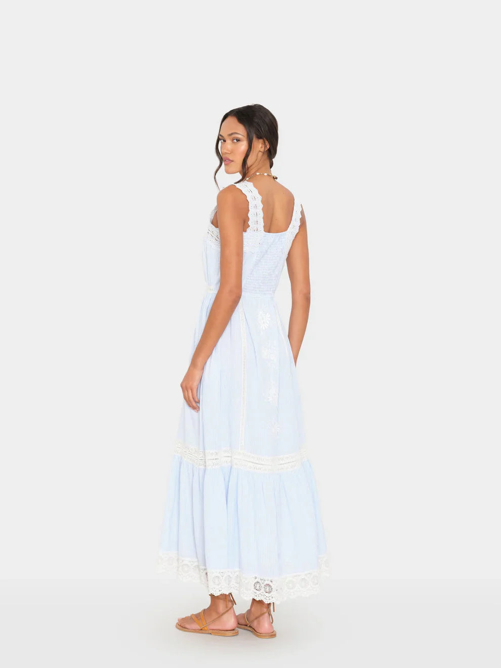 Anita Dress in Blue White Stripe