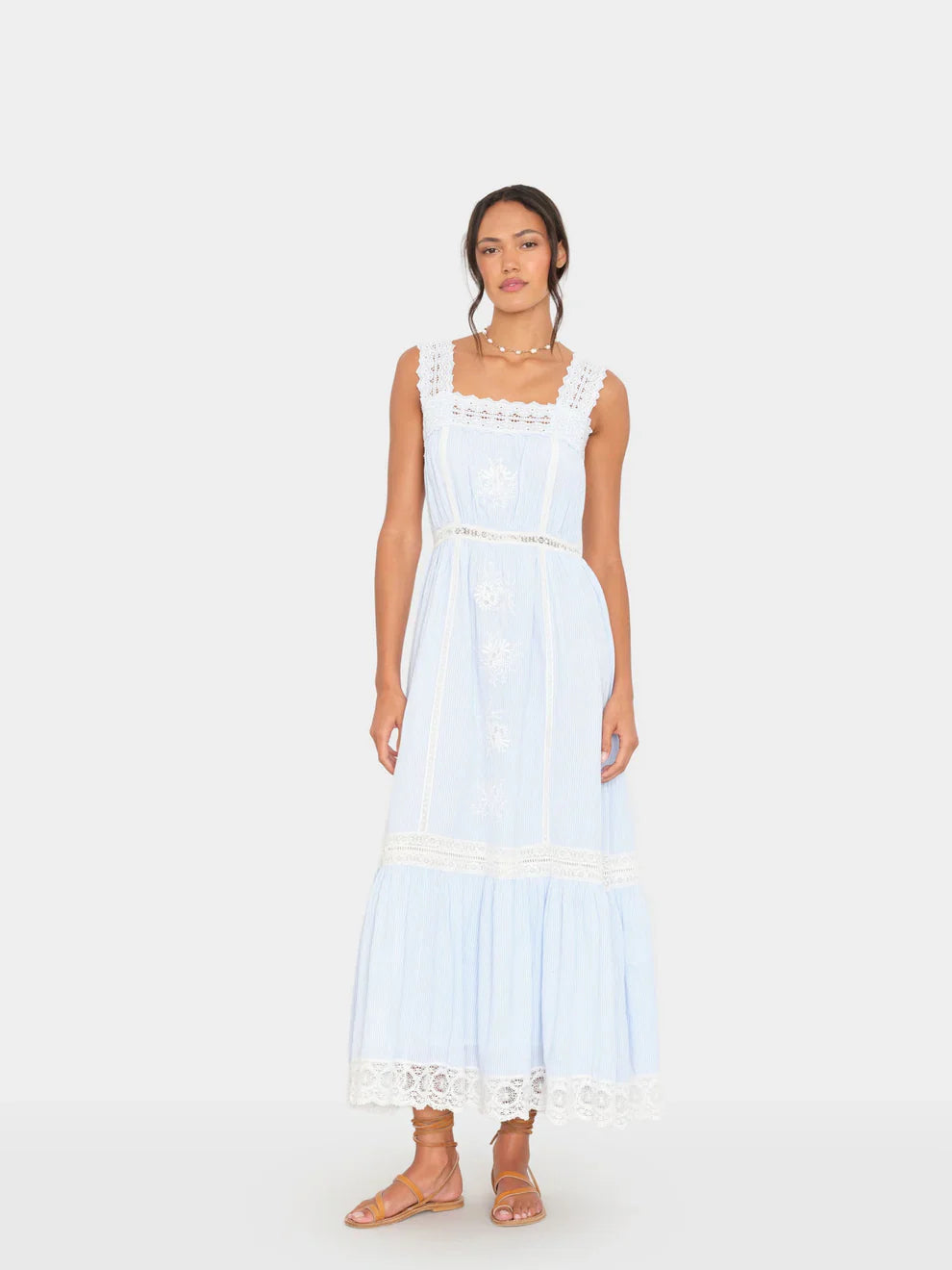 Anita Dress in Blue White Stripe